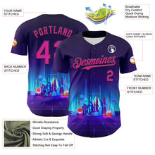 Load image into Gallery viewer, Custom Navy Deep Pink-Black 3D Pattern Design Rave Psychedelic Futuristic City Authentic Baseball Jersey