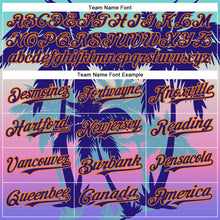 Load image into Gallery viewer, Custom Dark Purple Bay Orange 3D Pattern Design Rave Psychedelic Tropical Palm Tree Authentic Baseball Jersey
