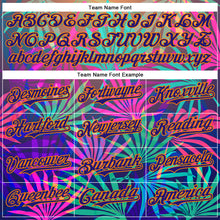 Load image into Gallery viewer, Custom Pink Dark Purple-Bay Orange 3D Pattern Design Rave Psychedelic Tropical Palm Leaves Authentic Baseball Jersey