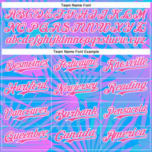 Load image into Gallery viewer, Custom Electric Blue Pink-White 3D Pattern Design Rave Psychedelic Tropical Palm Leaves Authentic Baseball Jersey