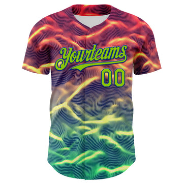 Custom Black Neon Green-Royal 3D Pattern Design Rave Psychedelic Tiny Spot Authentic Baseball Jersey