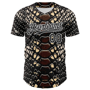 Custom Black White 3D Pattern Design Rave Psychedelic Snakeskin Authentic Baseball Jersey