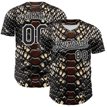 Custom Black White 3D Pattern Design Rave Psychedelic Snakeskin Authentic Baseball Jersey