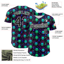 Load image into Gallery viewer, Custom Black White 3D Pattern Design Rave Psychedelic Neon Cat Skull Authentic Baseball Jersey