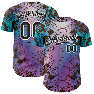 Custom Pink Black-White 3D Pattern Design Rave Psychedelic Snakeskin Authentic Baseball Jersey