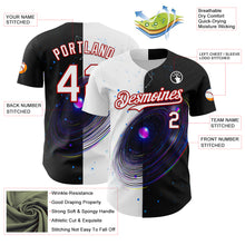 Load image into Gallery viewer, Custom Black White-Red 3D Pattern Design Space Galaxy Star Authentic Baseball Jersey