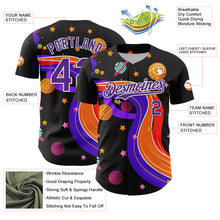 Load image into Gallery viewer, Custom Black Purple-White 3D Pattern Design Space Galaxy Star Authentic Baseball Jersey