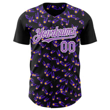 Load image into Gallery viewer, Custom Black Medium Purple-White 3D Pattern Design Galaxy Star Meteor Authentic Baseball Jersey