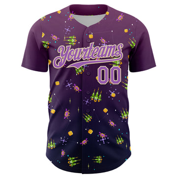 Custom Purple Medium Purple-City Cream 3D Pattern Design Retro Pixel Arcade Game Authentic Baseball Jersey