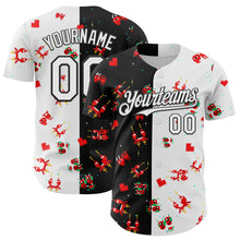 Load image into Gallery viewer, Custom Black White 3D Pattern Design Retro Pixel Arcade Game Authentic Baseball Jersey