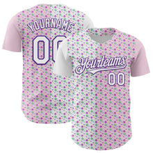 Load image into Gallery viewer, Custom Light Pink White-Purple 3D Pattern Design Pixel Universe Authentic Baseball Jersey