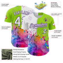Загрузить изображение в средство просмотра галереи, Custom Neon Green White-Purple 3D Pattern Design Graffiti Splash And Constellation Space Galaxy Star Authentic Baseball Jersey
