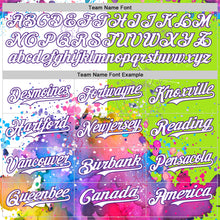 Загрузить изображение в средство просмотра галереи, Custom Neon Green White-Purple 3D Pattern Design Graffiti Splash And Constellation Space Galaxy Star Authentic Baseball Jersey