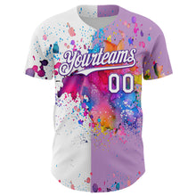 Charger l'image dans la galerie, Custom Light Purple White-Purple 3D Pattern Design Graffiti Splash Authentic Baseball Jersey