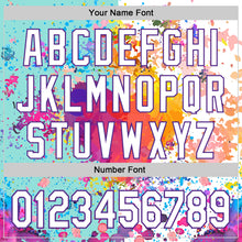 Load image into Gallery viewer, Custom White Ice Blue-Purple 3D Pattern Design Graffiti Splash Authentic Baseball Jersey