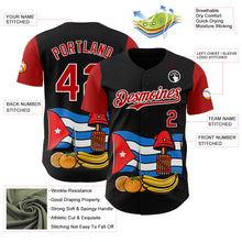 Load image into Gallery viewer, Custom Black Red-White 3D Cuba Cuban Flag Authentic Baseball Jersey