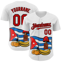Load image into Gallery viewer, Custom White Red-Black 3D Cuba Cuban Flag Authentic Baseball Jersey