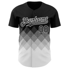 Load image into Gallery viewer, Custom Black White 3D Gradient Square Shape Authentic Baseball Jersey