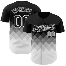 Load image into Gallery viewer, Custom Black White 3D Gradient Square Shape Authentic Baseball Jersey