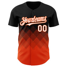 Load image into Gallery viewer, Custom Black White-Orange 3D Gradient Square Shape Authentic Baseball Jersey