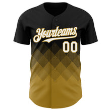 Load image into Gallery viewer, Custom Black White-Old Gold 3D Gradient Square Shape Authentic Baseball Jersey