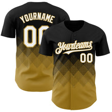 Load image into Gallery viewer, Custom Black White-Old Gold 3D Gradient Square Shape Authentic Baseball Jersey