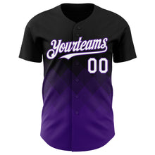 Load image into Gallery viewer, Custom Black White-Purple 3D Gradient Square Shape Authentic Baseball Jersey
