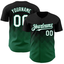 Load image into Gallery viewer, Custom Black White-Kelly Green 3D Gradient Square Shape Authentic Baseball Jersey
