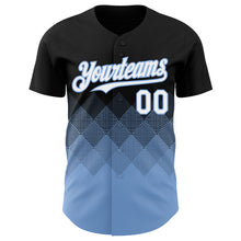 Load image into Gallery viewer, Custom Black White-Light Blue 3D Gradient Square Shape Authentic Baseball Jersey