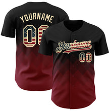 Load image into Gallery viewer, Custom Black Vintage USA Flag Crimson-Cream 3D Gradient Square Shape Authentic Baseball Jersey