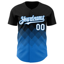Load image into Gallery viewer, Custom Black White-Electric Blue 3D Gradient Square Shape Authentic Baseball Jersey