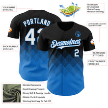 Load image into Gallery viewer, Custom Black White-Electric Blue 3D Gradient Square Shape Authentic Baseball Jersey