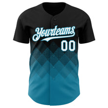 Load image into Gallery viewer, Custom Black White-Panther Blue 3D Gradient Square Shape Authentic Baseball Jersey