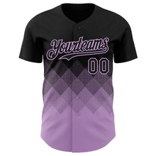 Load image into Gallery viewer, Custom Black Light Purple 3D Gradient Square Shape Authentic Baseball Jersey