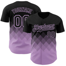 Load image into Gallery viewer, Custom Black Light Purple 3D Gradient Square Shape Authentic Baseball Jersey