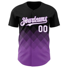 Load image into Gallery viewer, Custom Black White-Medium Purple 3D Gradient Square Shape Authentic Baseball Jersey