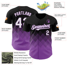 Load image into Gallery viewer, Custom Black White-Medium Purple 3D Gradient Square Shape Authentic Baseball Jersey