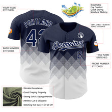 Load image into Gallery viewer, Custom Navy White 3D Gradient Square Shape Authentic Baseball Jersey