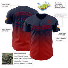 Load image into Gallery viewer, Custom Navy Red 3D Gradient Square Shape Authentic Baseball Jersey