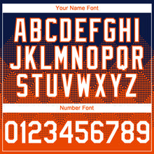 Load image into Gallery viewer, Custom Navy White-Orange 3D Gradient Square Shape Authentic Baseball Jersey