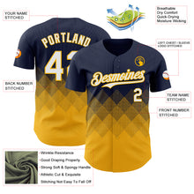 Load image into Gallery viewer, Custom Navy White-Gold 3D Gradient Square Shape Authentic Baseball Jersey