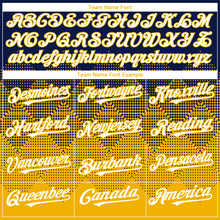 Load image into Gallery viewer, Custom Navy White-Gold 3D Gradient Square Shape Authentic Baseball Jersey