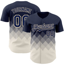 Load image into Gallery viewer, Custom Navy Cream 3D Gradient Square Shape Authentic Baseball Jersey