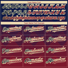 Load image into Gallery viewer, Custom Navy Vintage USA Flag Crimson-Cream 3D Gradient Square Shape Authentic Baseball Jersey