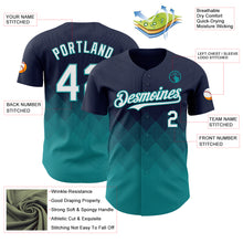 Load image into Gallery viewer, Custom Navy White-Teal 3D Gradient Square Shape Authentic Baseball Jersey
