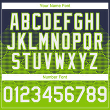 Load image into Gallery viewer, Custom Navy White-Neon Green 3D Gradient Square Shape Authentic Baseball Jersey