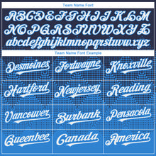 Load image into Gallery viewer, Custom Navy White-Electric Blue 3D Gradient Square Shape Authentic Baseball Jersey