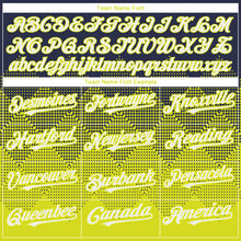 Load image into Gallery viewer, Custom Navy Neon Yellow 3D Gradient Square Shape Authentic Baseball Jersey