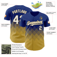 Load image into Gallery viewer, Custom Royal White-Old Gold 3D Gradient Square Shape Authentic Baseball Jersey