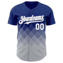 Load image into Gallery viewer, Custom Royal White-Gray 3D Gradient Square Shape Authentic Baseball Jersey